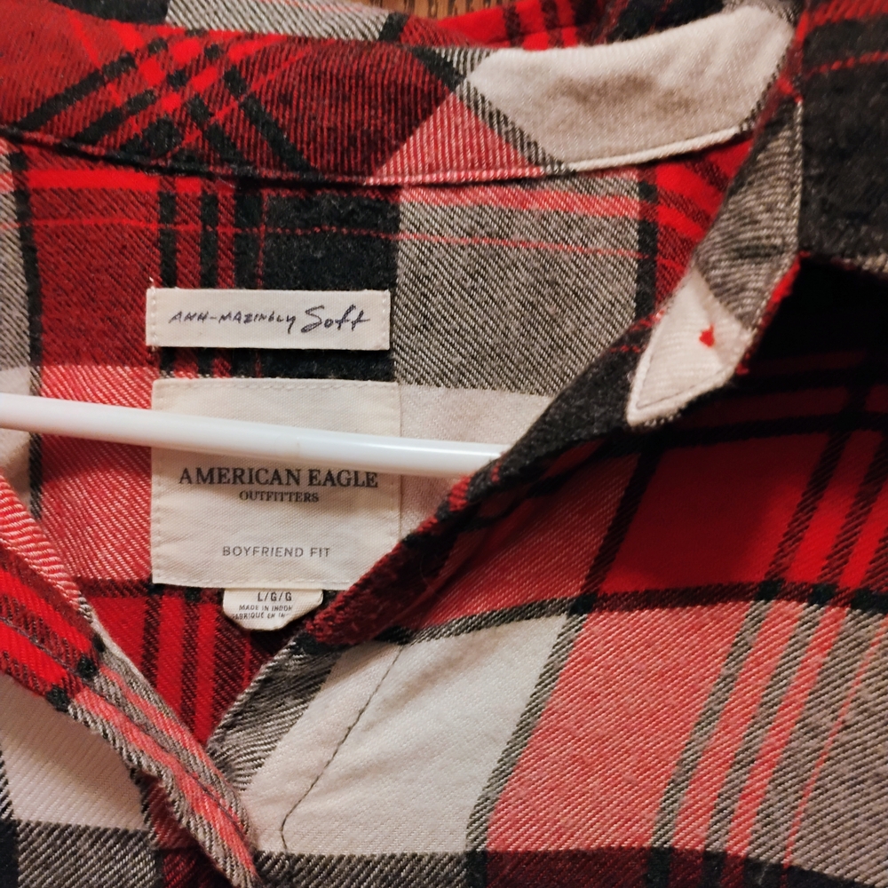 American Eagle Outfitters Men's Red Plaid Shirt